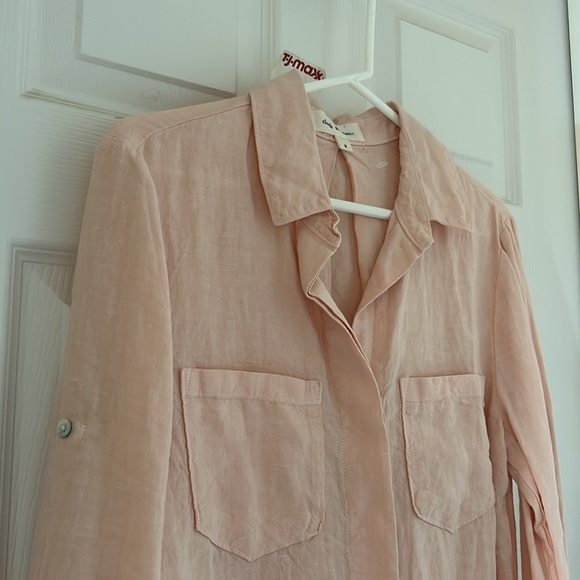 NWT 100% Linen Shirt Peach Apricot - Small - Picture 8 of 8